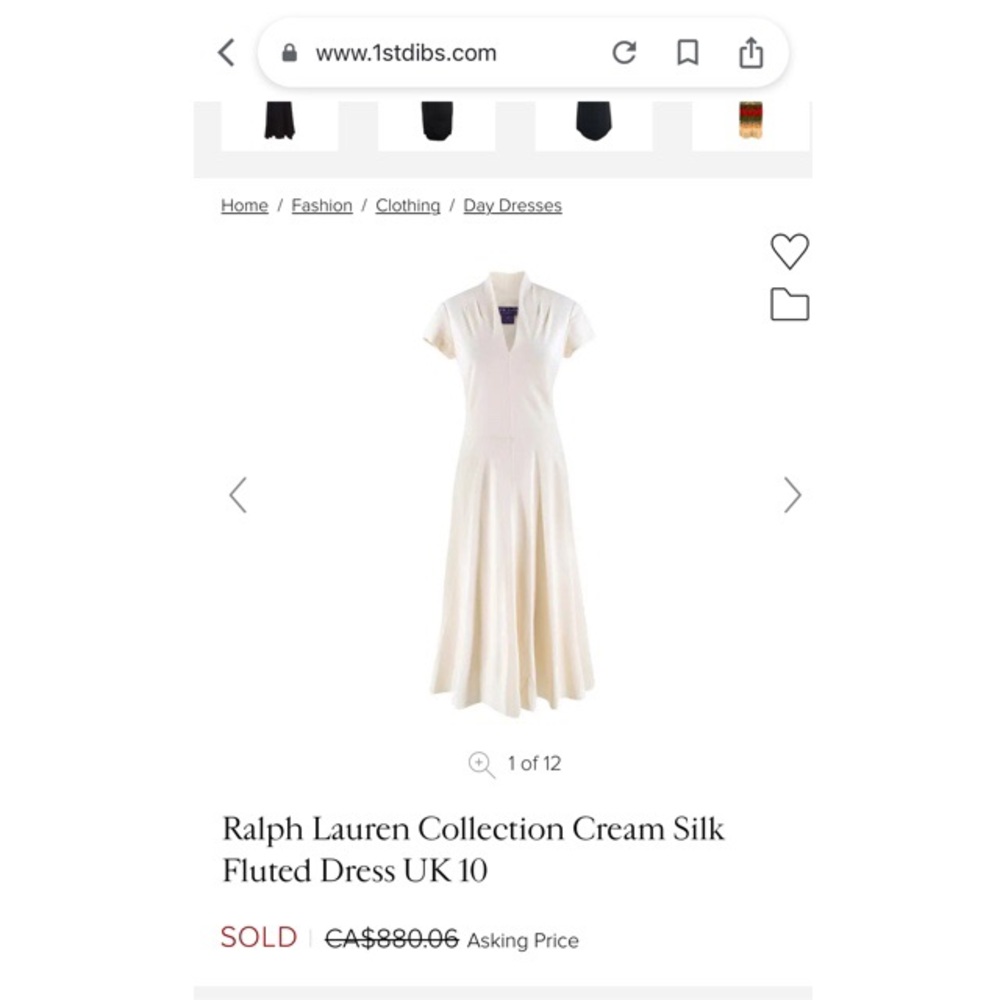 Ralph Lauren Collection Purple Label Cream Silk Fluted Dress Size 12 - Picture 12 of 12